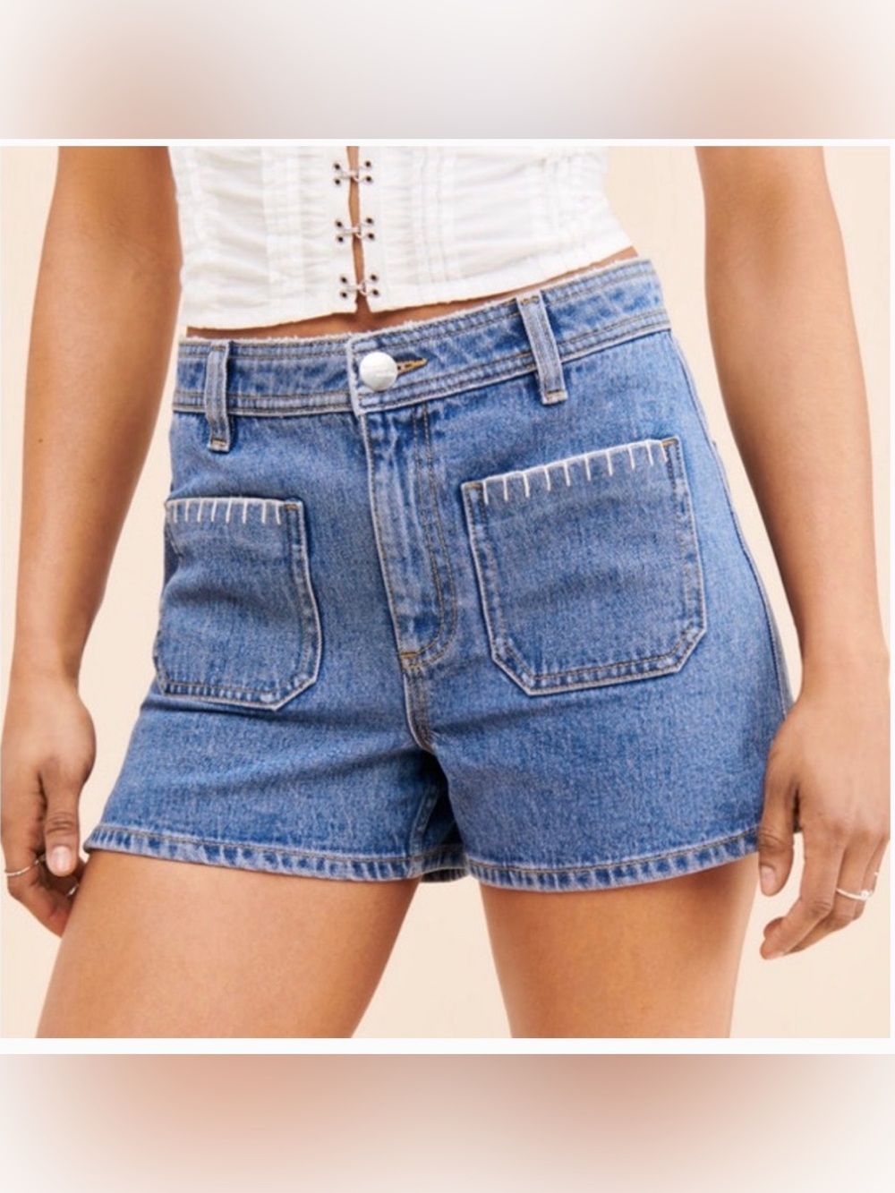 Seventy + Mochi Mabel Patch Pocket Denim Jean Short Women’s size 29 Organic